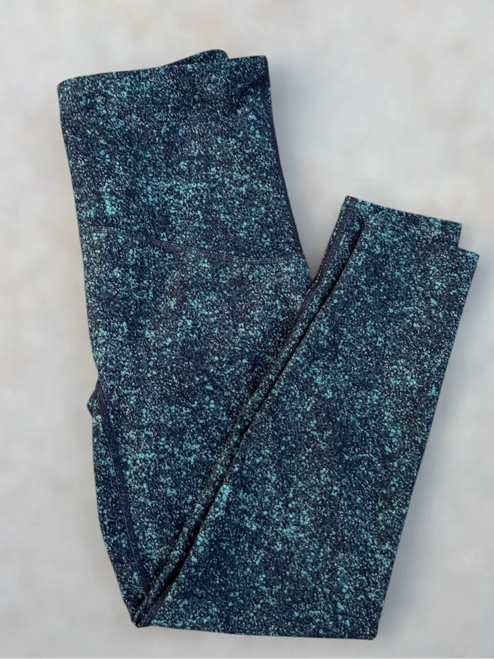 SPANX High-Waisted Leggings – Speckled Emerald Green Print – Size M - EUC